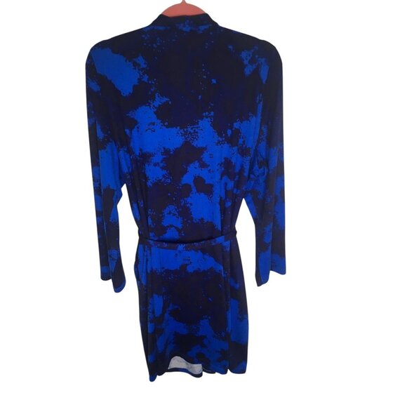 BumbleBella by Jill Martin Robe Womens 1X Blue Black Tie Waist Lounge Pockets - Picture 13 of 16